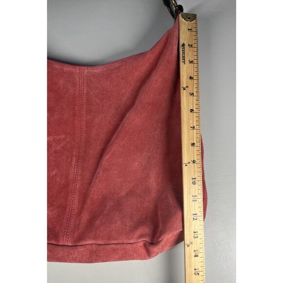 Maurizio Taiuti Suede Leather Hobo Bag Salmon Slouchy Shoulder Tote Purse Italy - Picture 10 of 10
